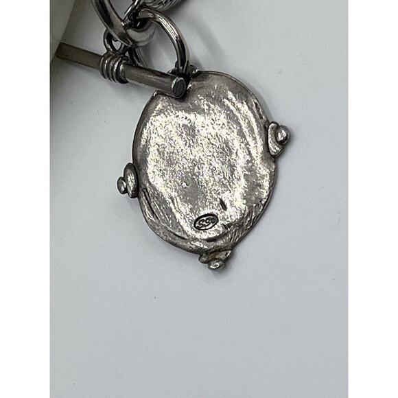 Susan Shaw Intaglio Cross Charm Chain Toggle Religious Faith Bracelet - Picture 8 of 12